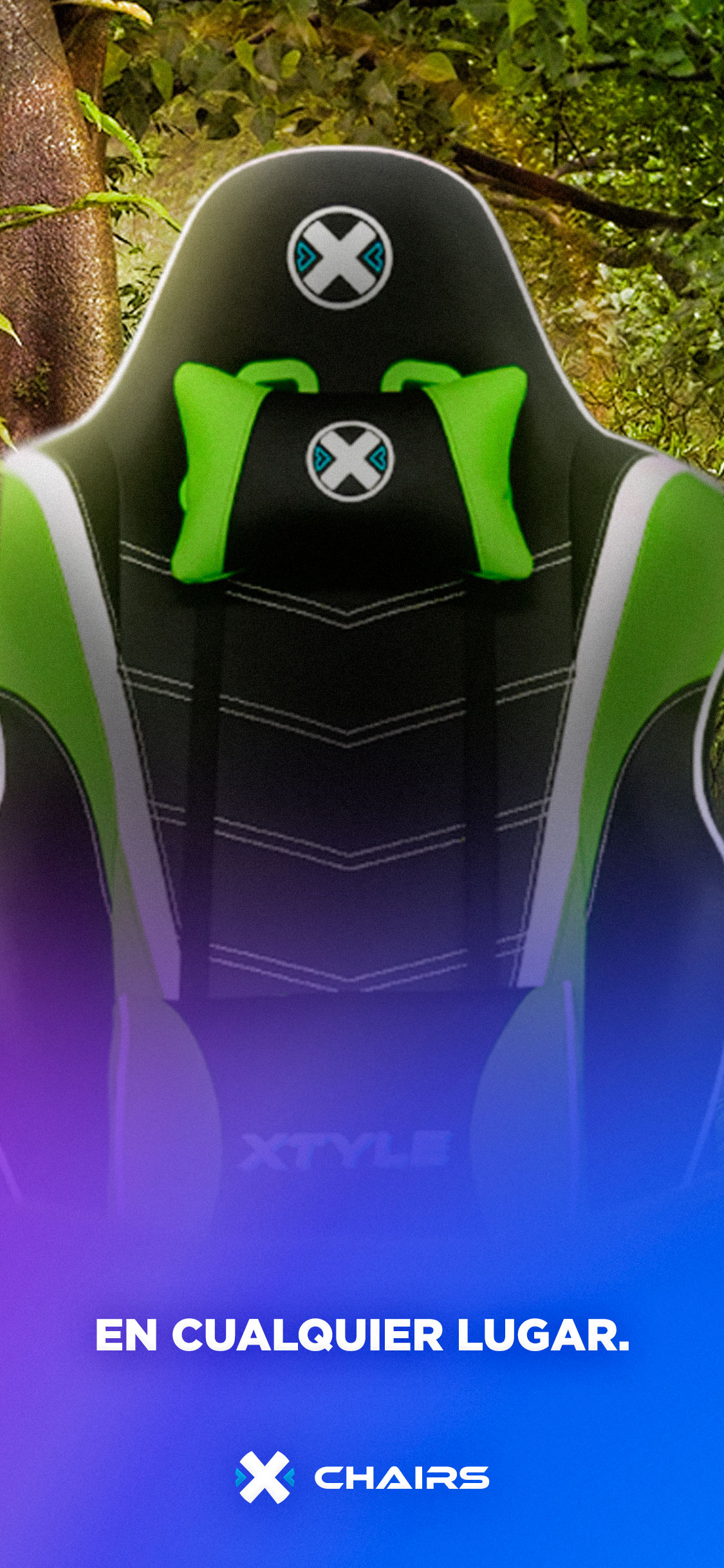X Chair of color green