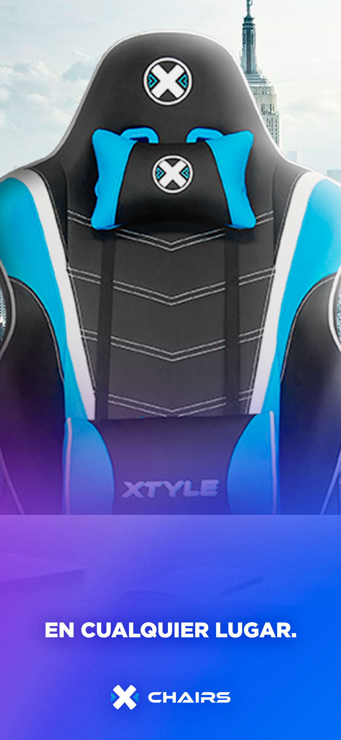 X Chair of color blue
